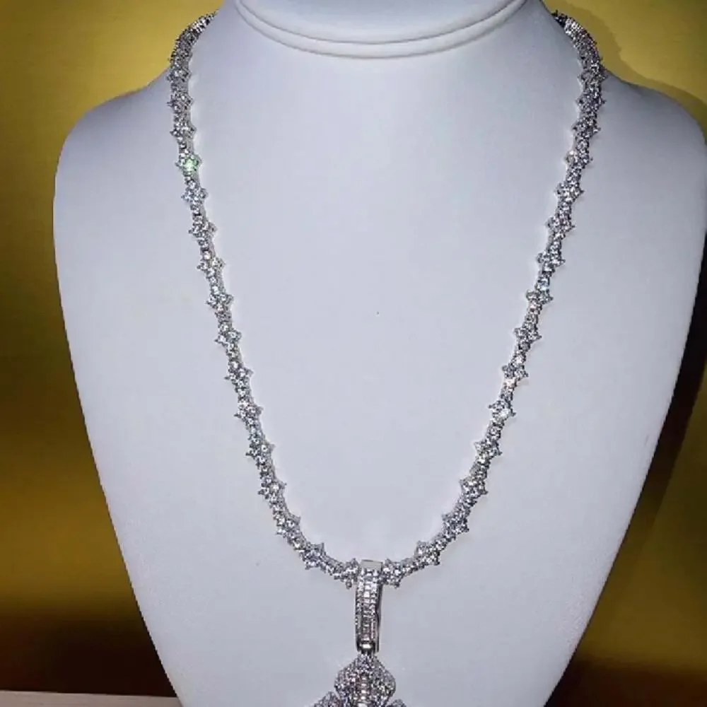 Honeycomb Tennis Chain Necklace With Ce 3 E